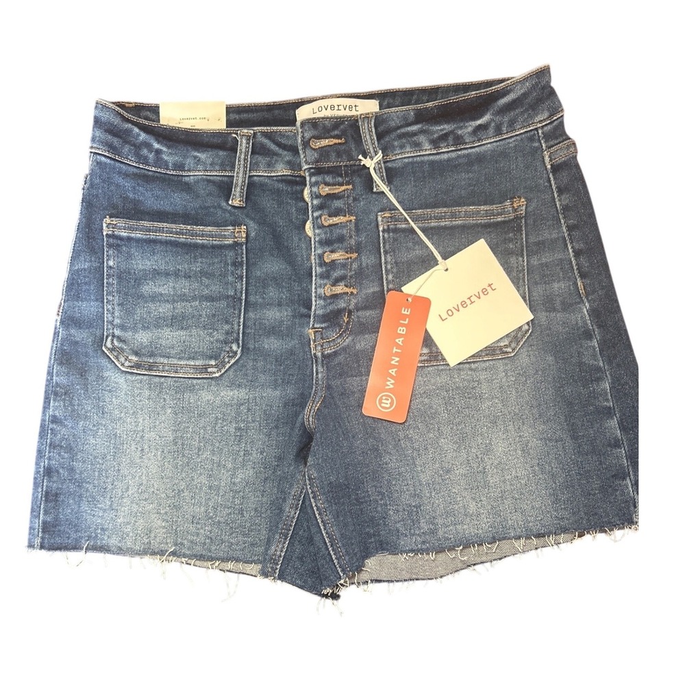 NWT Verset Lovervet  Cotton Denim Shorts M  High‎ Rise Button Fly Patch Pocket